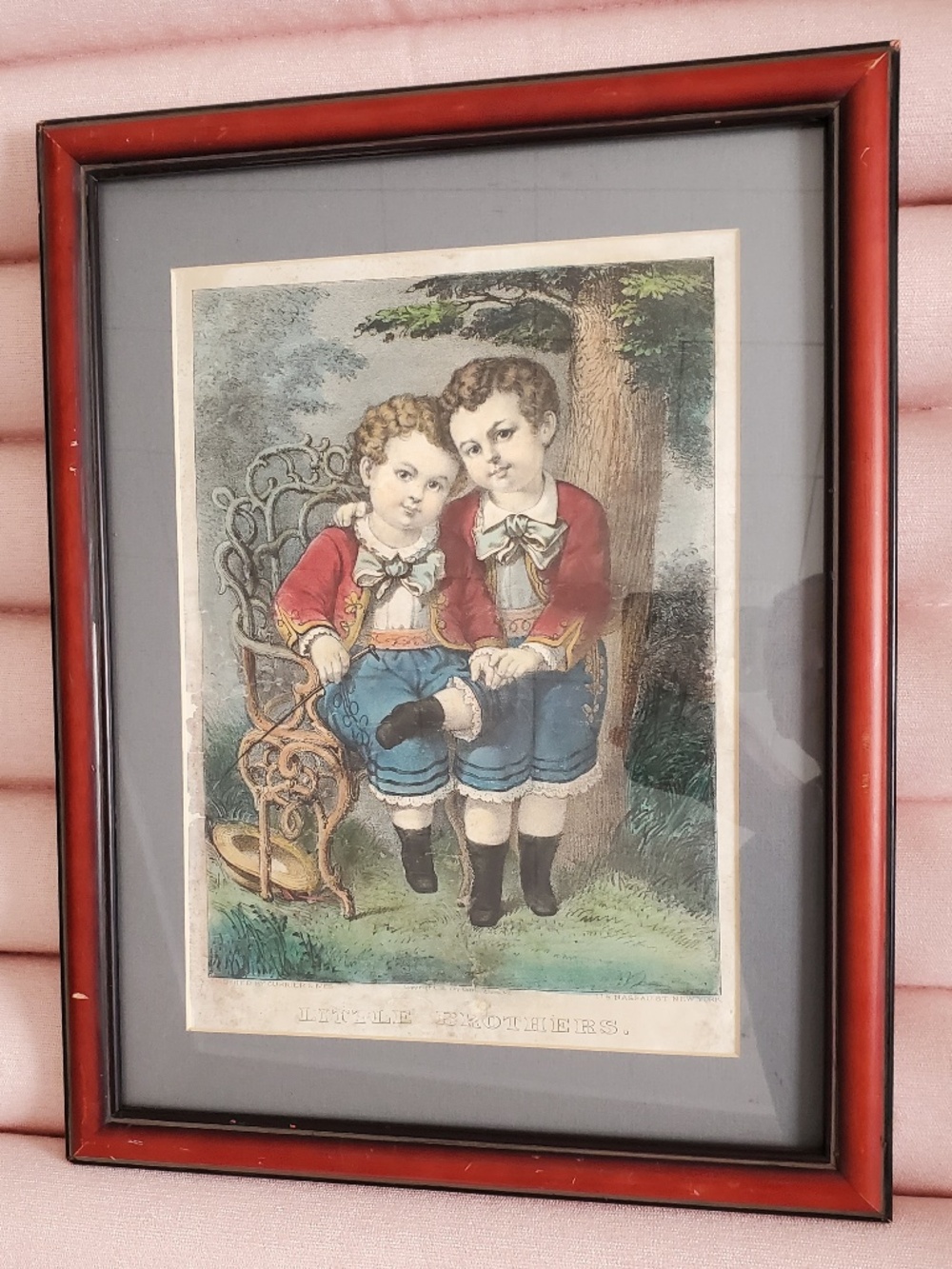 Antique "Little Brothers" print by Currier & Ives, fair condition